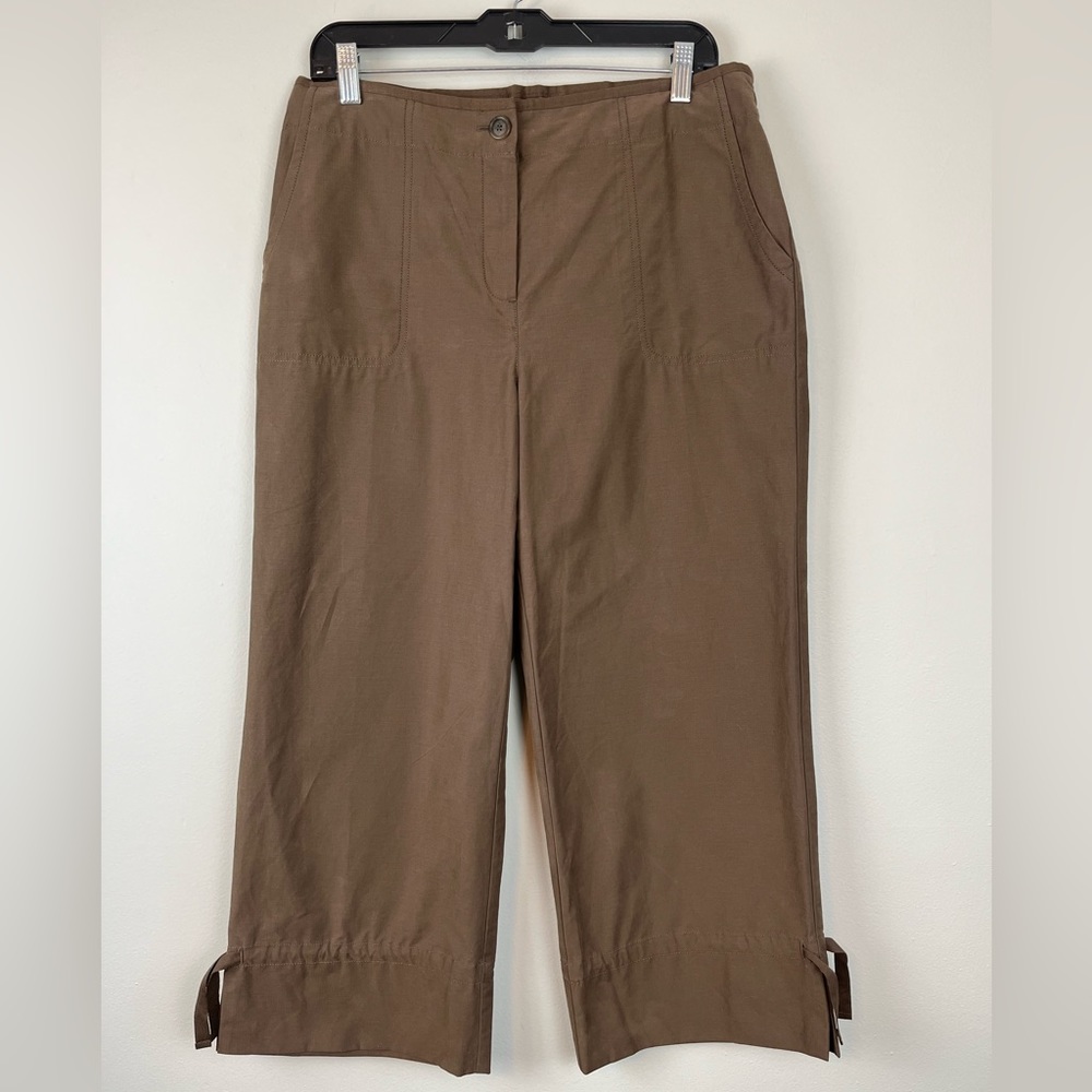 NWT J.Jill Straight Wide Leg Cropped Pants Brown Size 12